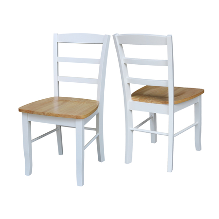 International Concepts Set of 2 Madrid Ladderback Chairs, White / Natural C02-2P